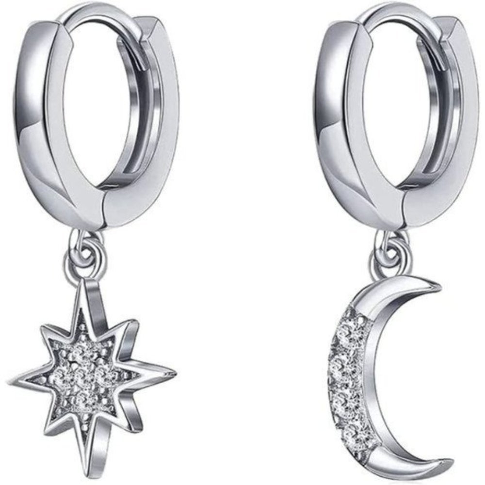 Moon Star Dangle Earring